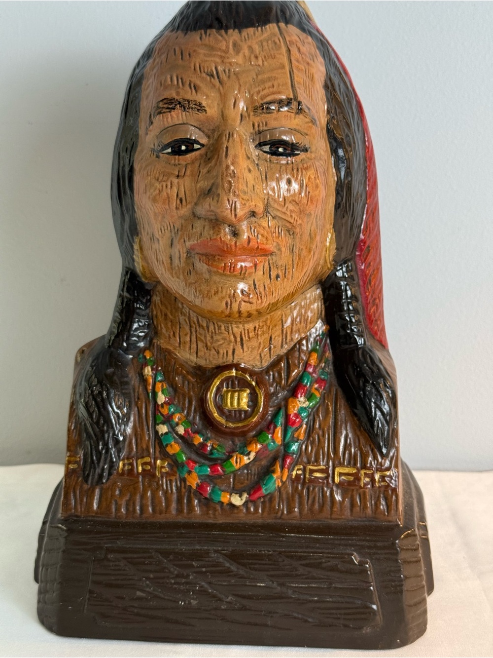 Vintage 1970’s ALFCO Cigar Store Indian Bust Ceramic Tobacco Shop Display 12”